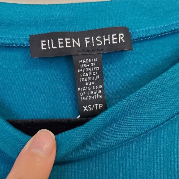 Eileen Fisher Turquoise Midi Sheath Dress Viscose/Spandex Sleeveless Size XS - Picture 3 of 4